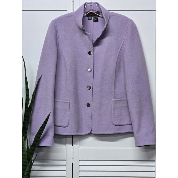 Nina Mclemore Purple Button Front Low Collar Soft Flannel Long Sleeve Jkt Size 8 - Picture 1 of 5